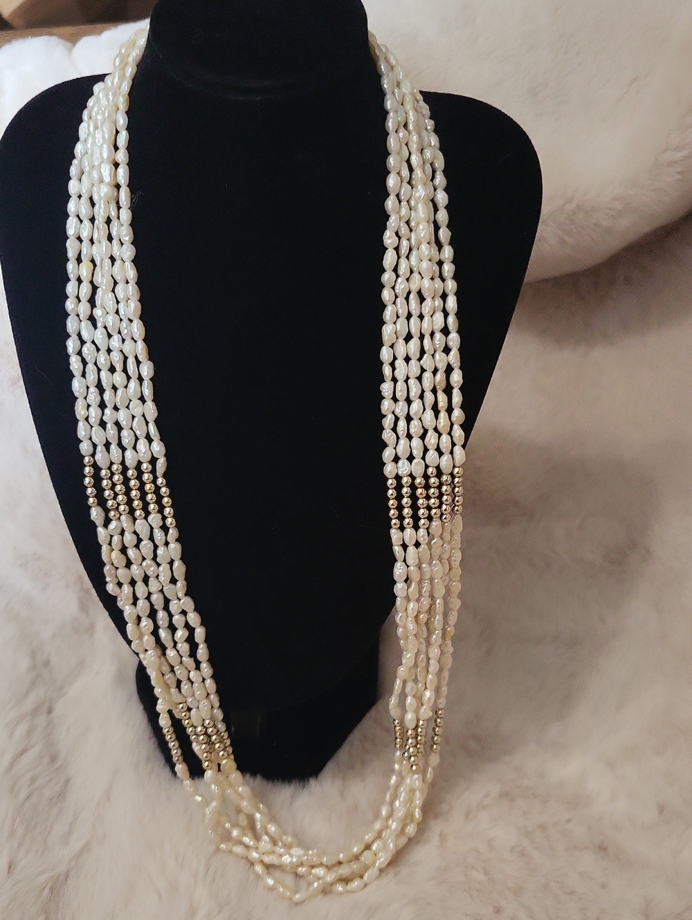 Genuine Pearl Necklace In Beautiful Baby Seed Pearls. 23 Inches Long